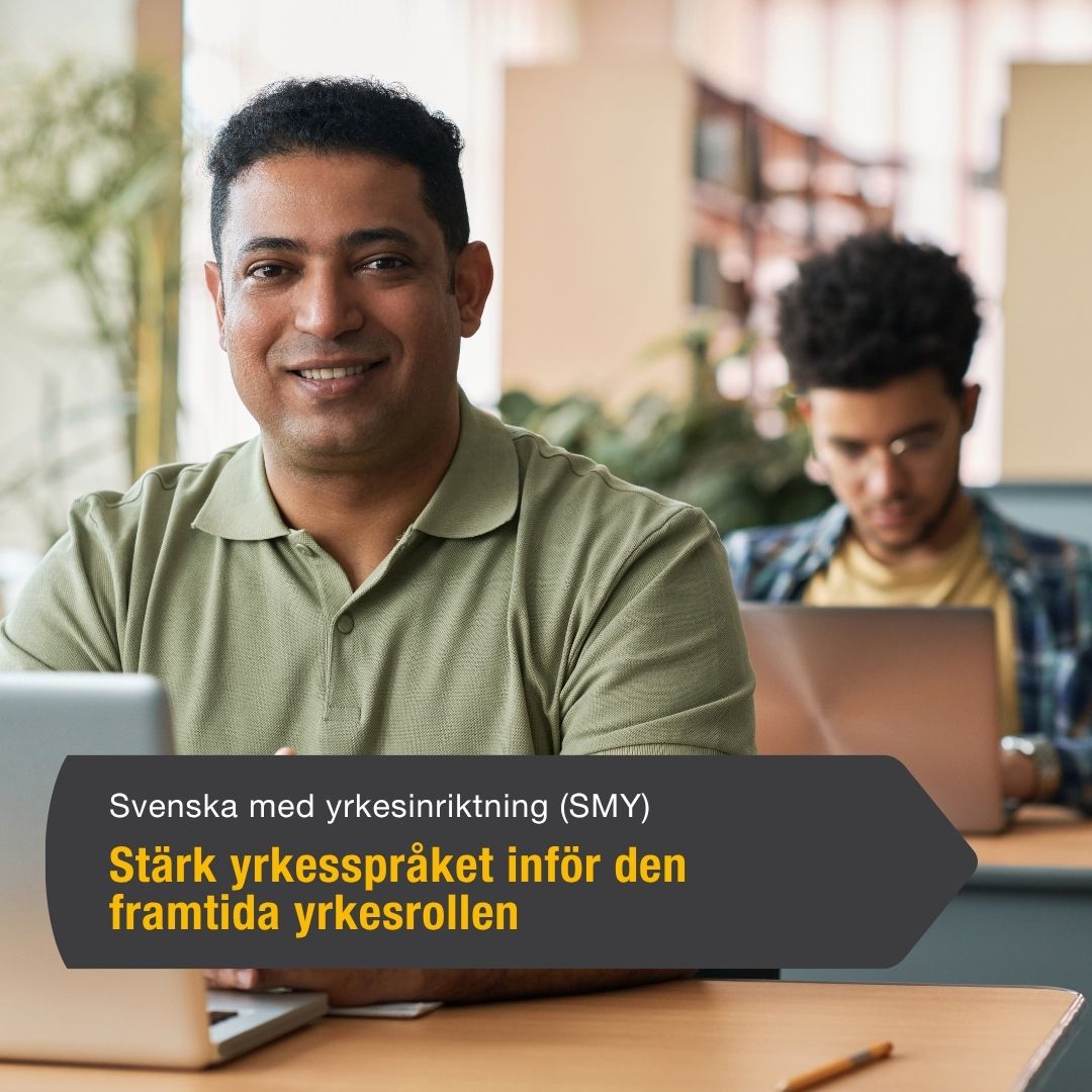 Studerande i utbildningsmiljö. Svenska med yrkesinriktning (SMY) – så kan språkstöd stärka vägen genom YH-utbildningen.